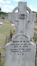 Mary M WALSH
d: 13 Feb 1010 aged 32
erected by her loving husband and children
Peak Downs Memorial Cemetery Capella Cemetery