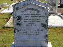 
Elvena Johanna WOLFF,
wife mother,
born 19 Oct 1875,
died 6 July 1928;
Otto Benjamin WOLFF,
husband,
born 11 Oct 1872,
died 12 Dec 1963;
Pimpama Island cemetery, Gold Coast
