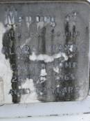 George MAYES,
husband father,
died 9 July 1955 aged 75 years;
Clara MAYES,
mother,
died 26 Oct 1965 aged 62 years;
Pimpama Uniting cemetery, Gold Coast