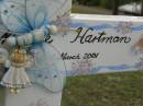 Lisa Maree HARTIMAN,
7 April 1995 - 27 March 2001,
missed by mummy, daddy, Breanna, Lachlan;
Pimpama Uniting cemetery, Gold Coast