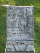 Henry Edwin MOBBS jnr,
died 2-8-38 aged 39 years;
Henry Edwin MOBBS,
died 23 Nov 1930 aged 68 years;
Margaretta MOBBS,
died 7 Nov 1951 aged 88 years;
Pimpama Uniting cemetery, Gold Coast