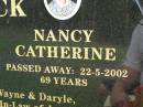 James Frederick CRICK,
died 20-8-1989 aged 61 years;
Nancy Catherine CRICK,
a href=http:en.wikipedia.orgwikiNancy_Crickeuthanasia martyra,
died 22-5-2002 aged 69 years;
parents of Wayne & Daryle,
father and mother-in-law of Jackie,
grandparents of Celest, Seona, Craig (dec) & Warren (dec),
great-grandparents of FLYNN, Jai, Sara, Abby, Hana & Jess;
Pimpama Uniting cemetery, Gold Coast