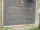 Aleishia Anne WARD,
died 2 Oct 1995 aged 1 day,
first daughter of Kevin & Shanen WARD;
Pimpama Uniting cemetery, Gold Coast