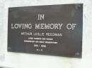 Arthur Leslie REEDMAN,
husband father grandfather great-grandfather,
1918 - 1996;
Pimpama Uniting cemetery, Gold Coast