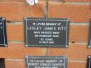 Lesley James PITT,
died 9 Feb 1993 aged 82 years;
Pimpama Uniting cemetery, Gold Coast