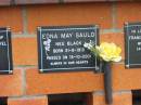 Edna May GAULD (nee BLACK),
born 31-8-1913,
died 15-10-2001;
Pimpama Uniting cemetery, Gold Coast