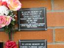 Kerin (Kerri) O. CHALLENGER,
died 6 May 1999 aged 57 years,
husband Brian,
son Roy;
Pimpama Uniting cemetery, Gold Coast