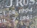 Stanley G.J. RUSSELL,
husband father father-in-law,
born 14 Oct 1904 died 7 April 1981;
Pine Mountain St Peters Anglican cemetery, Ipswich