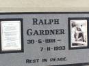 Ralph GARDNER, uncle,
30-6-1918 - 7-11-1993,
poem by Celestine Ryan;
Pine Mountain St Peters Anglican cemetery, Ipswich