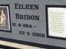 Eileen BRIDON,
12-9-1914 - 22-5-2000;
Pine Mountain St Peters Anglican cemetery, Ipswich