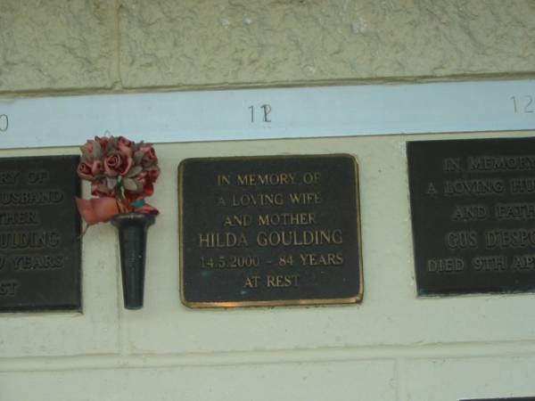 Hilda GOULDING,  | wife mother,  | died 14-5-2000 aged 84 years;  | Polson Cemetery, Hervey Bay  | 