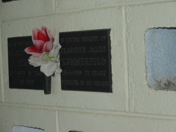 Clarence James KUMMERFELD,  | died 13-4-1999 aged 72 years;  | Polson Cemetery, Hervey Bay  | 