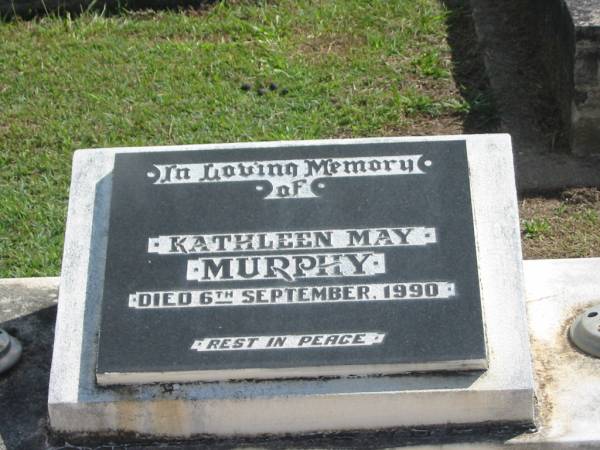 Kathleen May MURPHY,  | died 6 Sept 1990;  | Michael Frederick MURPHY,  | died 13 Nov 1967;  | Polson Cemetery, Hervey Bay  | 