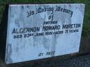 Algernon Howard MORETON,
died 23 June 1951 aged 71 years,
father;
Polson Cemetery, Hervey Bay