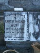 Ernest Magnus WUTH,
died 12 Aug 1954,
wife Annie;
Polson Cemetery, Hervey Bay