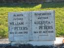 William PETERS,
father,
died 23 June 1961;
Augusta PETERS,
mother,
died 22 July 1948;
Polson Cemetery, Hervey Bay