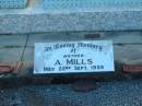 A. MILLS,
mother,
died 22 Sept 1959
Polson Cemetery, Hervey Bay