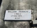 William Francis (Bill) MURPHY,
died 3 May 1979;
Mary Teresa (Molly) MURPHY,
died 2 July 1953;
Polson Cemetery, Hervey Bay