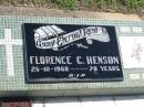 Florence C. HENSON,
died 26-10-1968 aged 78 years;
Polson Cemetery, Hervey Bay