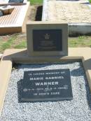 G.W.H. WARNER,
died 30 June 1998 aged 78 years,
husband;
Marie Gabriel WARNER,
5-9-1916 - 9-8-2003;
Polson Cemetery, Hervey Bay