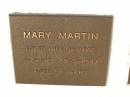 Mary MARTIN,
wife of David,
1-2-1921 - 28-3-2003 aged 82 years;
Polson Cemetery, Hervey Bay