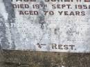 Paul SCHEIWE, husband father,
died 19 Sept 1951 aged 70 years;
Freda M.M. SCHEIWE, mother,
died 11 July 1963 aged 78 years;
Ropeley Immanuel Lutheran cemetery, Gatton Shire