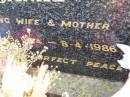 Marina Agnes JANKE, wife mother,
25-9-1934 - 8-4-1986;
Ropeley Immanuel Lutheran cemetery, Gatton Shire