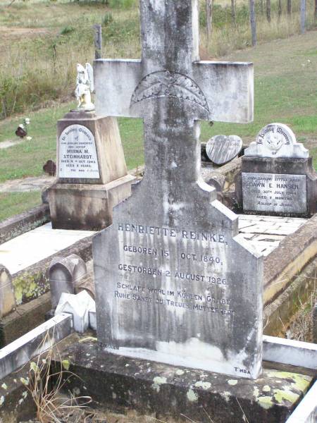 Henriette REINKE,  | born 15 Oct 1840 died 2 Aug 1926;  | Ropeley Immanuel Lutheran cemetery, Gatton Shire  |
