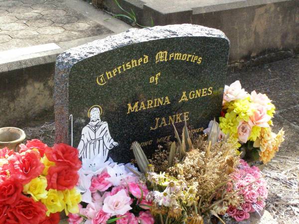 Marina Agnes JANKE, wife mother,  | 25-9-1934 - 8-4-1986;  | Ropeley Immanuel Lutheran cemetery, Gatton Shire  |
