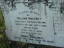 William SWEENEY,
born County Tipperary Ireland,
died 6 Sept 1928 aged 80 years;
Mary SWEENEY,
died 21 July 1934 aged 72 years;
Rosevale St Patricks Catholic cemetery, Boonah Shire