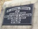Wilhelmine A. ZAHNOW, mother,
died 13 May 1977 aged 88;
Rosevale St Pauls Lutheran cemetery, Boonah Shire