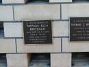 
Patricia Ella BROSNAN
23-12-1999 aged 71

Sacred Heart Catholic columbarium, Sandgate, Brisbane

