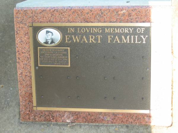 Peter M. EWART,  | 30-1-1924 - 3-1-2003,  | dad grandpa;  | Bald Hills (Sandgate) cemetery, Brisbane  | 