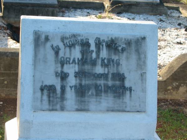 Graham KING,  | died 26 Oct 1936 aged 4 years 10 months;  | Bald Hills (Sandgate) cemetery, Brisbane  | 