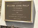 William John PHILP,
firstborn son of Sydney Broad PHILP &
Dorothy Lillian PHILP,
died 10 Aug 1935;
Bald Hills (Sandgate) cemetery, Brisbane