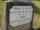 Ernest G. BOLLEN,
died 29 April 1934 aged 51 years;
Jane,
wife,
died 13 May 1934 aged 55 years;
Bald Hills (Sandgate) cemetery, Brisbane