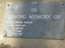Beryce Lorraine INGRAM,
died 7 Jan 1956 aged 17 years;
Bald Hills (Sandgate) cemetery, Brisbane