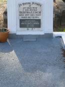 Bertha LYNCH,
wife mother,
died 29 Dec 1947 aged 66 years;
Ann Elizabeth LAWRENCE,
daughter wife mother,
died 11-4-1979 aged 73 years;
Ronald Charles LAWRENCE,
aged 73 years;
Bald Hills (Sandgate) cemetery, Brisbane