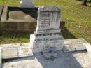 John H. JONES,
son brother,
accidentally drowned Virginia
7 Oct 1929 aged 12 years;
Flo,
love from Stan & John;
Dad,
from Mum, Marc & Jack;
Marcia;
Mum;
Jess,
love from Alf;
Bald Hills (Sandgate) cemetery, Brisbane