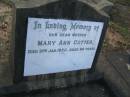 Mary Ann COTTER,
mother,
died 3 Jan 1950 aged 86 years;
Bald Hills (Sandgate) cemetery, Brisbane