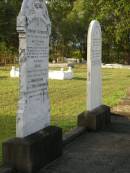 Hermann FEUERRIEGEL,
died 3 Feb 1910 aged 61 years;
George,
son,
killed in action France 12 Oct 1917 aged 33 years;
Anna Bertha,
wife of F.W.H. FEUERRIEGEL,
born Nundah 29 May 1860,
died 27 Nov 1932;
Adolph FEUERRIEGEL,
born 11 Jan 1822,
died 16 March 1894;
Charlotte FEUERRIEGEL,
born 4 Oct 1823,
died 24 Oct 1899;
Bald Hills (Sandgate) cemetery, Brisbane