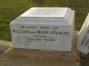sons of William & Mary STANLEY;
Arthur,
died from an accident 16 May 1899 aged 19 years;
Edward,
died from an accident 14 Feb 1909 aged 21 years;
Willie,
eldest son,
died 1 March 1917 aged 42 years;
Maude Eveline FARLEY,
third daughter,
died 25 May 1969 aged 86 years;
William,
husband of Mary STANLEY,
died 8 March 1919 aged 67 years;
Mary Ann STANLEY,
wife mother,
died 26 July 1951 aged 97 years;
Bald Hills (Sandgate) cemetery, Brisbane