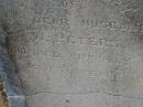 W. PETERS,
husband,
died 10 May 1915 aged 70 years;
Bald Hills (Sandgate) cemetery, Brisbane