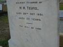 Johann Carl STREINER,
born 14 April 1884,
died 20 Aug 1901;
Julius,
husband of M.M. TEUFEL,
died 28 Oct 1931 aged 50 years;
Bald Hills (Sandgate) cemetery, Brisbane