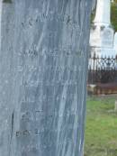 John Jones BROWN,
died 21 May 1926 aged 89 years;
Edith Louisa, wife,
died 21 July 1926 aged 90 years;
Bald Hills (Sandgate) cemetery, Brisbane