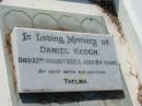 Rodney Daniel KEOGH,
son,
died 18 April 1961 aged 4 days;
Thelma (Tup) KEOGH,
wife mother,
died 20 Oct 1986 aged 66 years;
Daniel KEOGH,
died 22 Aug 2003 aged 84 years,
with Thelma;
Bald Hills (Sandgate) cemetery, Brisbane