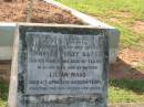 Charles Wesley BATES,
husband father,
died 10 March 1965 aged 87 years;
Lilian Maud,
wife mother,
died 4 April 1974 aged 84 years;
Bald Hills (Sandgate) cemetery, Brisbane