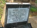 John GRAY,
died 23 July 1945 aged 76 years;
Marie,
wife,
died 1 Aug 1959 aged 88 years;
Bald Hills (Sandgate) cemetery, Brisbane