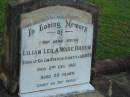 Lilian Leila Wade BROUN,
sister,
born Gin Gin Station Homestead Q 1873,
died 2 Dec 1961 aged 88 years;
Bald Hills (Sandgate) cemetery, Brisbane