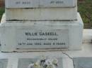 Ellen Caroline GASKELL
died 3 March 1940 aged 73 years;
Peter GASKELL,
died 22 March 1946 aged 84 years;
Willie GASKELL,
accidentally killed 14 Jan 1902 aged 4 years;
Roberts Frederick GASKELL,
died 11 Oct 1955 aged 55 years;
Bald Hills (Sandgate) cemetery, Brisbane